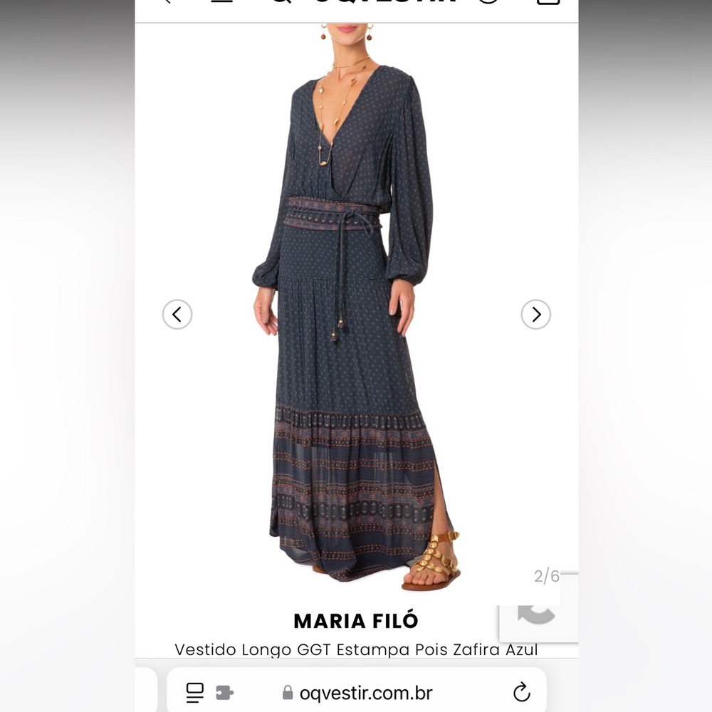 Patterned Navy Long Sleeve Wrap Maxi Dress